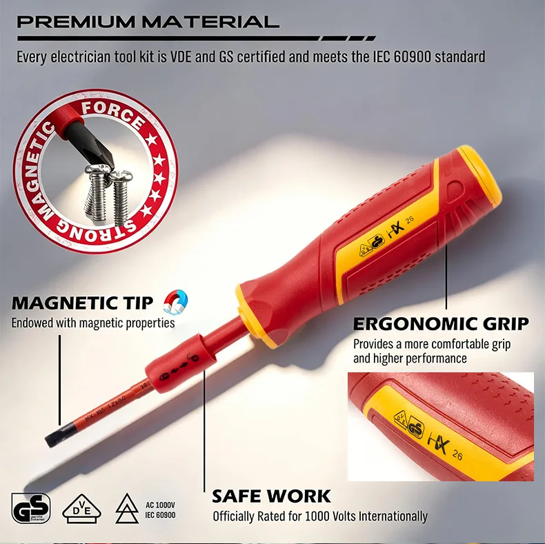 6 in 1 VDE Insulated Screwdriver Bit Set Quick‑Change Interchangeable Screwdriver Kit Slotted & Phillips Insulated Screwdriver