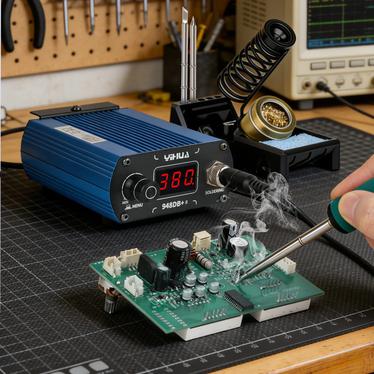 YIHUA 948DB+-II 110-240V Soldering Station 75W Quick Heating with Tip T12 Electronic Soldering Iron Station