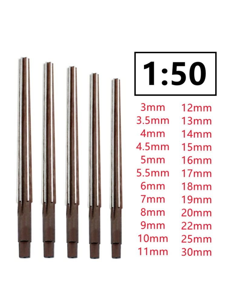 Conical Reamer 1:50 Hand Reamer CNC Tools 3/3.5/4/4.5/5/5.5/6/7/8/9/10/11/12/13/14/15/16/17/18/19/20/22/25/30mm Extended