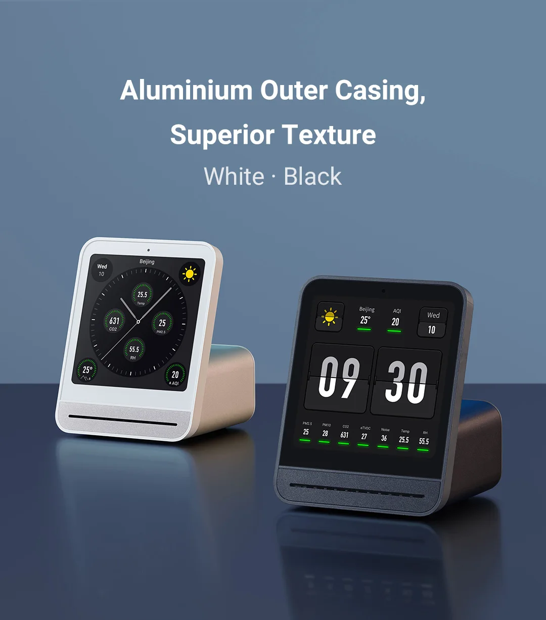 Qingping Air Monitor Gen 2, 7in1 Indoor Air Quality Meter Detects PM2.5,CO2,PM10,eTOVC,Noise,Temperature and Humidity,with Alarm