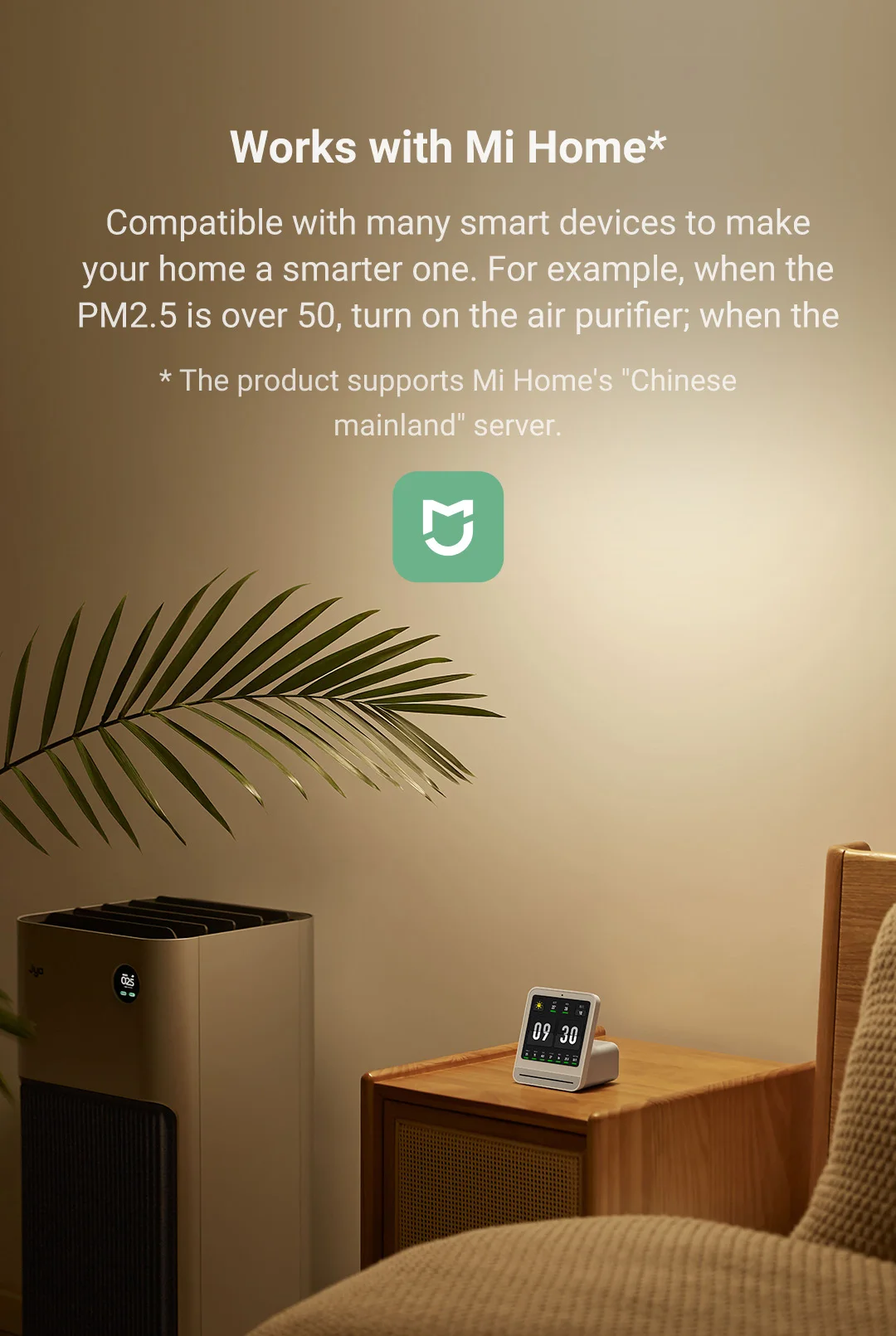Qingping Air Monitor Gen 2, 7in1 Indoor Air Quality Meter Detects PM2.5,CO2,PM10,eTOVC,Noise,Temperature and Humidity,with Alarm