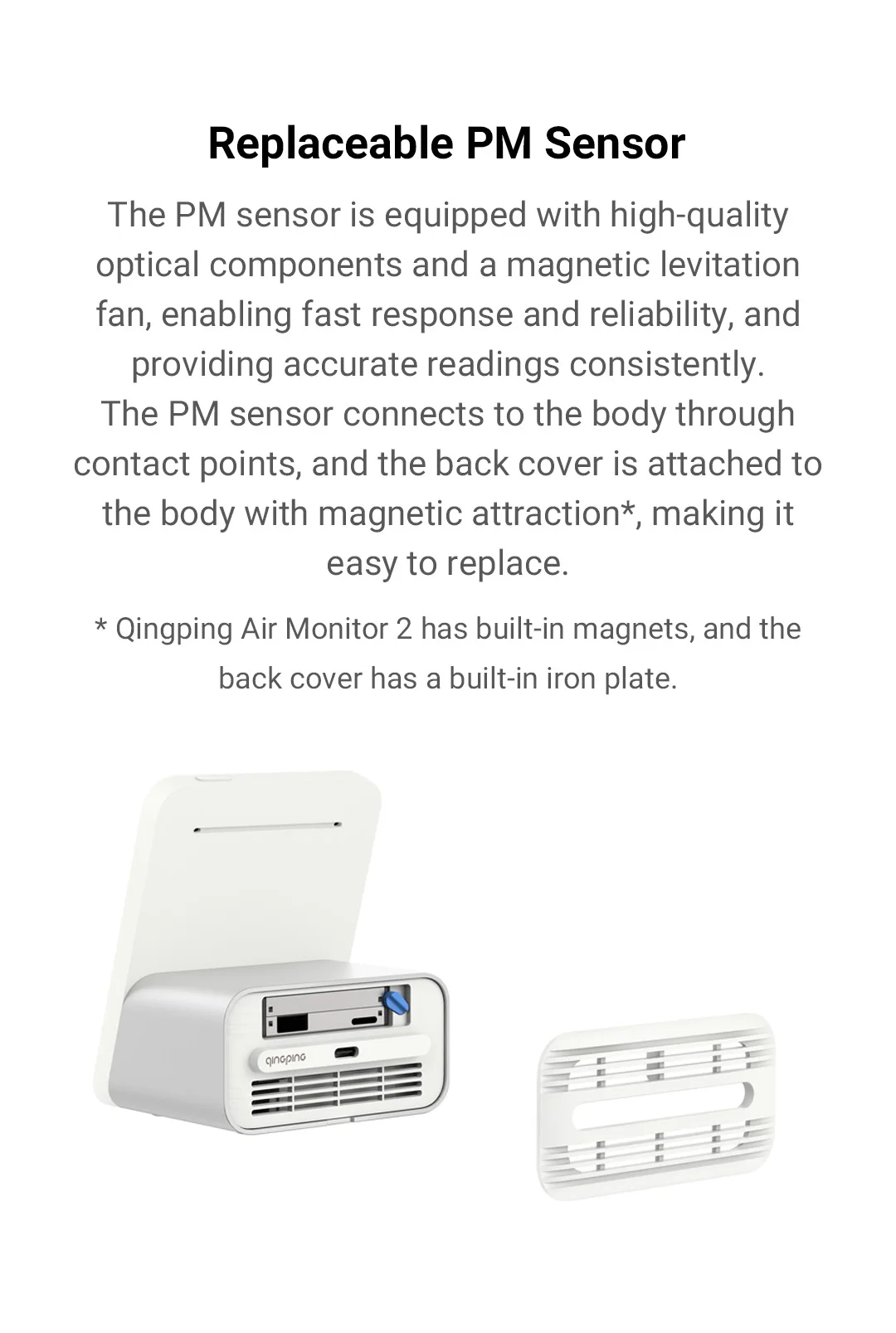Qingping Air Monitor Gen 2, 7in1 Indoor Air Quality Meter Detects PM2.5,CO2,PM10,eTOVC,Noise,Temperature and Humidity,with Alarm