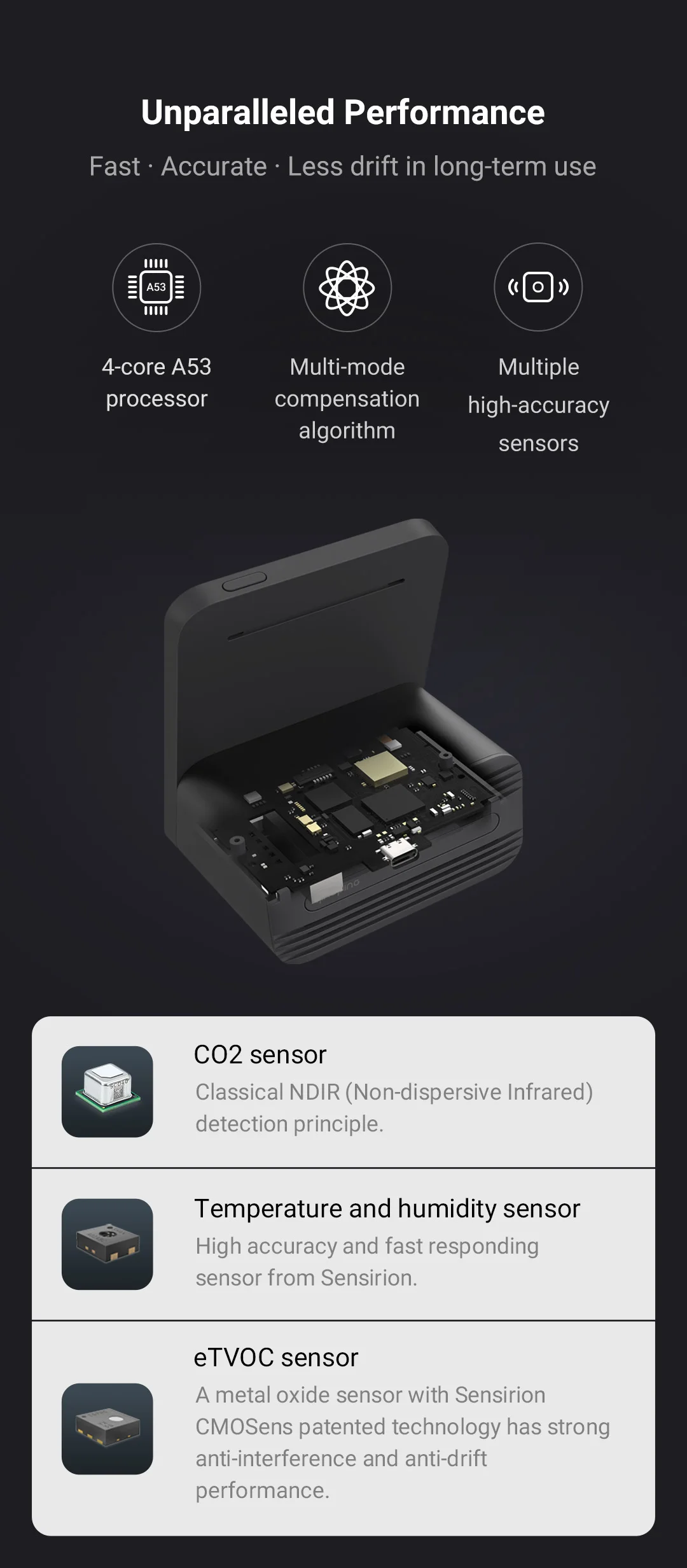 Qingping Air Monitor Gen 2, 7in1 Indoor Air Quality Meter Detects PM2.5,CO2,PM10,eTOVC,Noise,Temperature and Humidity,with Alarm