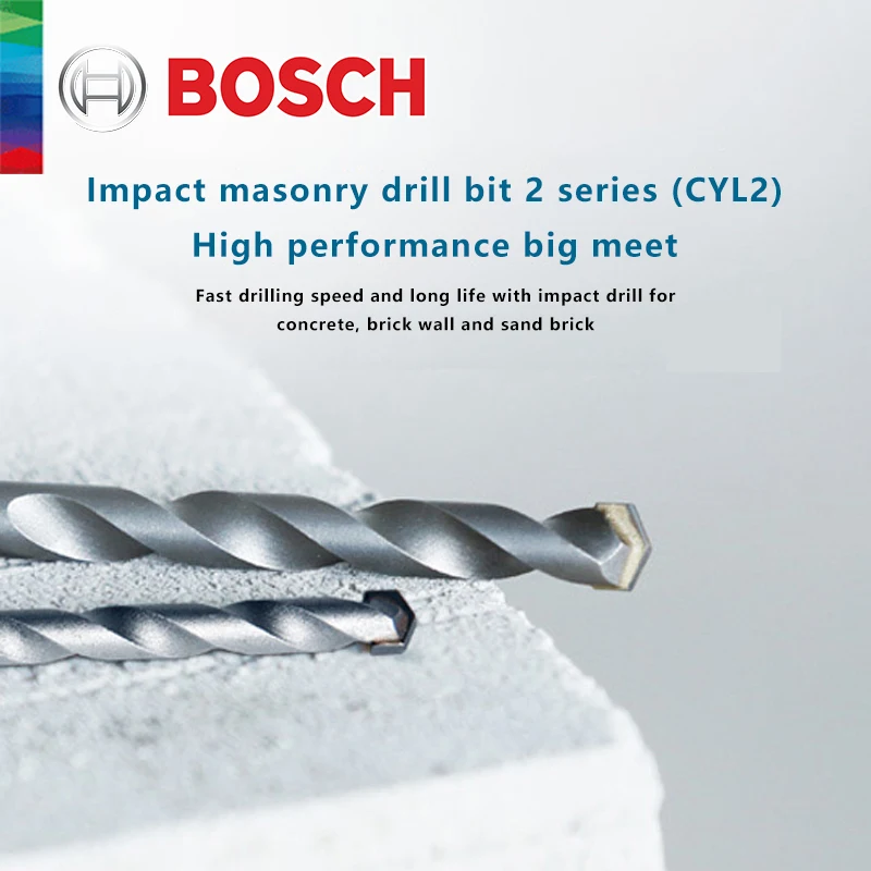 Bosch Original 5Pcs Multifunctional Impact Drill Bits Home Concrete Brick Wall Drilling Triangle Shank 8Pcs Masonry Bit Set