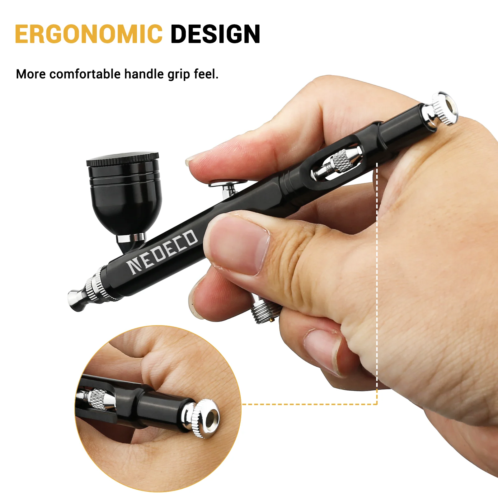 Neoeco 30PSI Airbrush Kit, Dual-Action Multi-Function Portable Airbrush Set Noise-reducing Compressor for Painting Cake Model