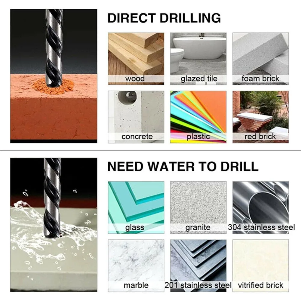 5/10Pcs 6mm Drill Bit Set Triangle Drill Bit For Porcelain Tile Concrete Brick Glass Ceramic Tile Brick Stone Wood Hole Opener