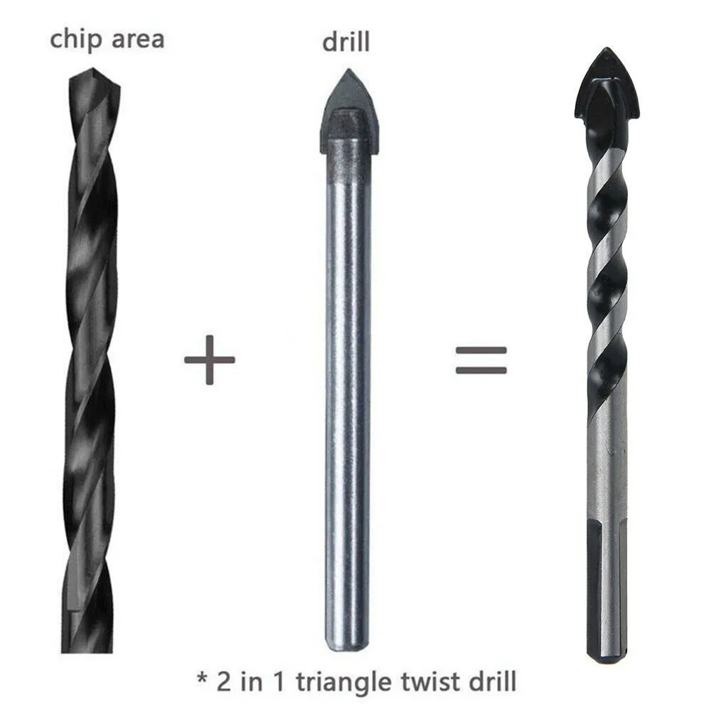 5/10Pcs 6mm Drill Bit Set Triangle Drill Bit For Porcelain Tile Concrete Brick Glass Ceramic Tile Brick Stone Wood Hole Opener