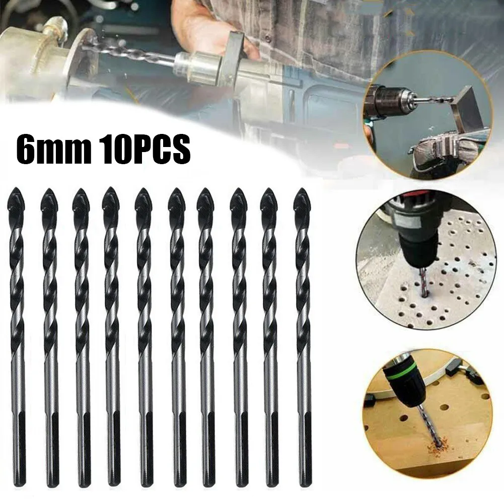 5/10Pcs 6mm Drill Bit Set Triangle Drill Bit For Porcelain Tile Concrete Brick Glass Ceramic Tile Brick Stone Wood Hole Opener