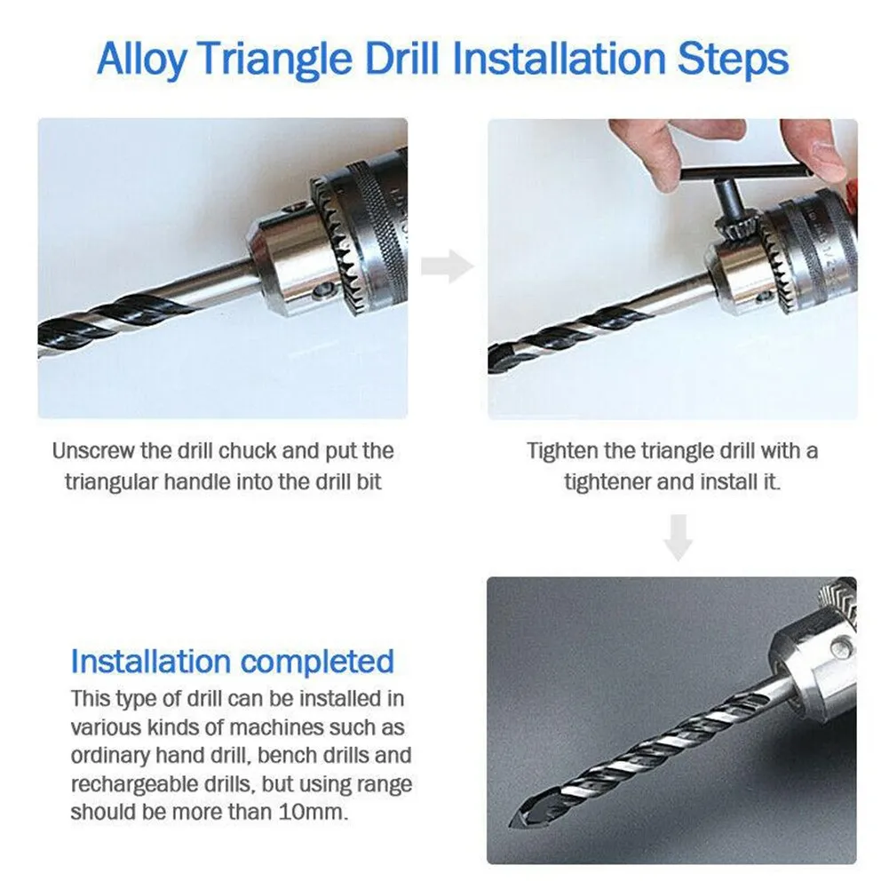 5/10Pcs 6mm Drill Bit Set Triangle Drill Bit For Porcelain Tile Concrete Brick Glass Ceramic Tile Brick Stone Wood Hole Opener