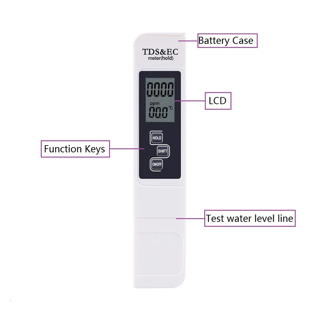 Water Quality Detection Pen Household Drinking Digital Water Quality Tester TDS EC Meter 0-9990 Temperature Meter TEMP PPM Test