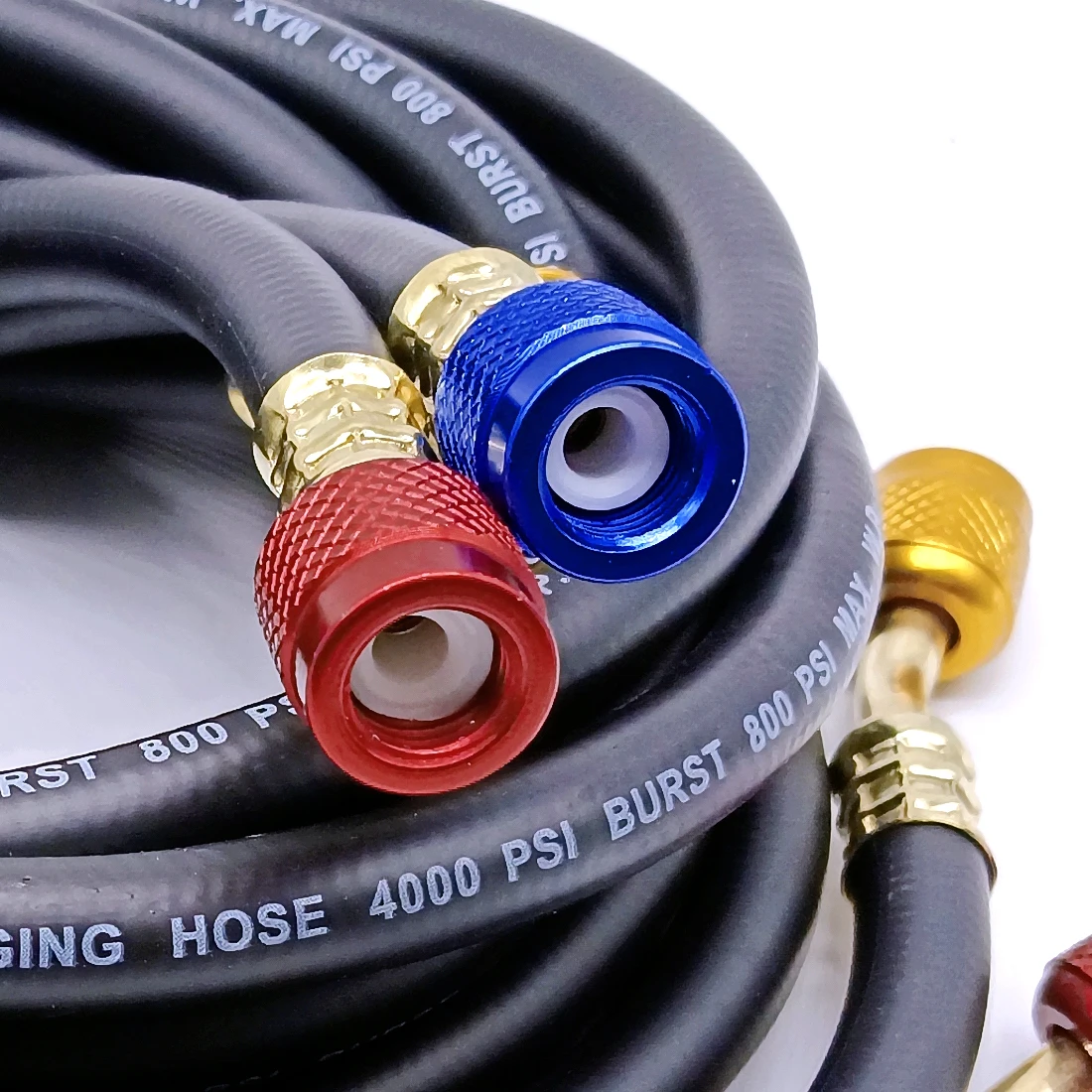 3Pcs R134A/R410A AC Charging Hose Ball Valves 600/800 PSI 1/4" SAE for R12 R22 R502 Car Air-Conditioning Refrigerant Charge Hose