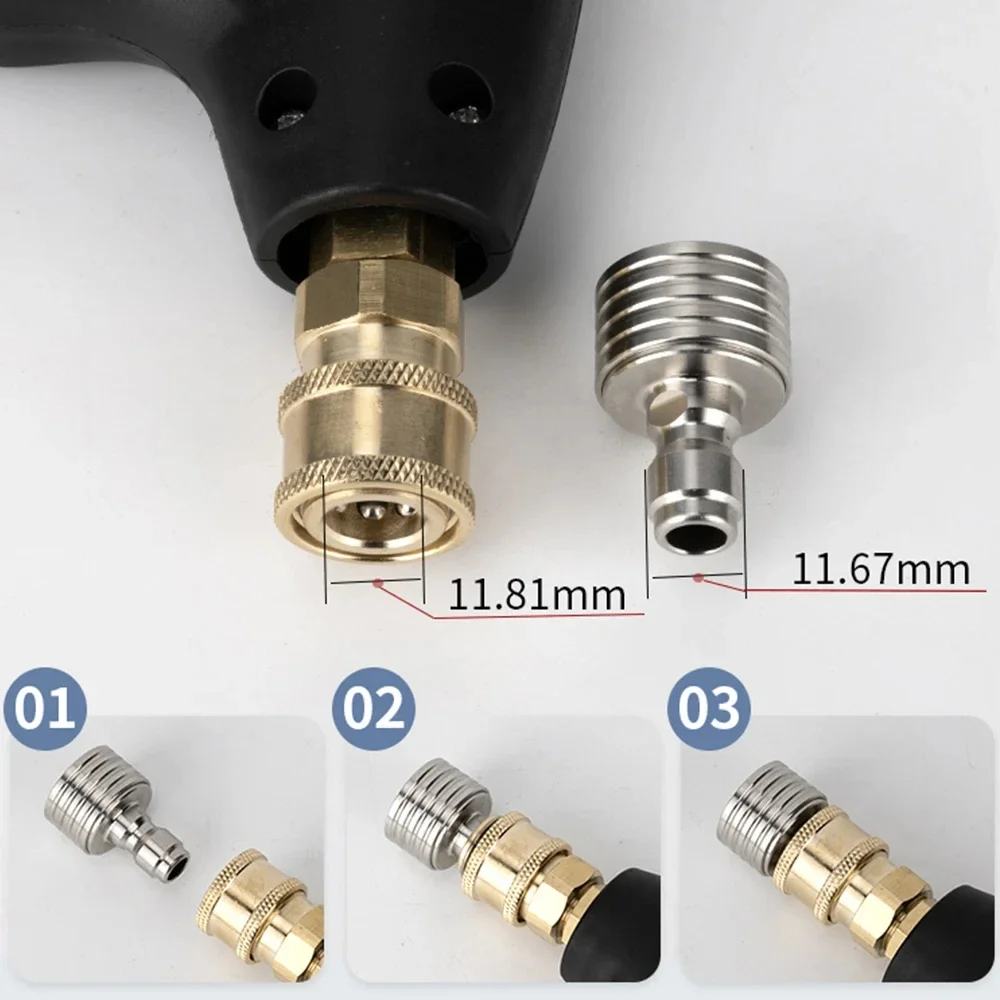 High Pressure Water Gun Interface Washing Nozzle Stainless Steel Shower Blades 1/4 Quick Connect Wash Cars Garden Urban Tool 
