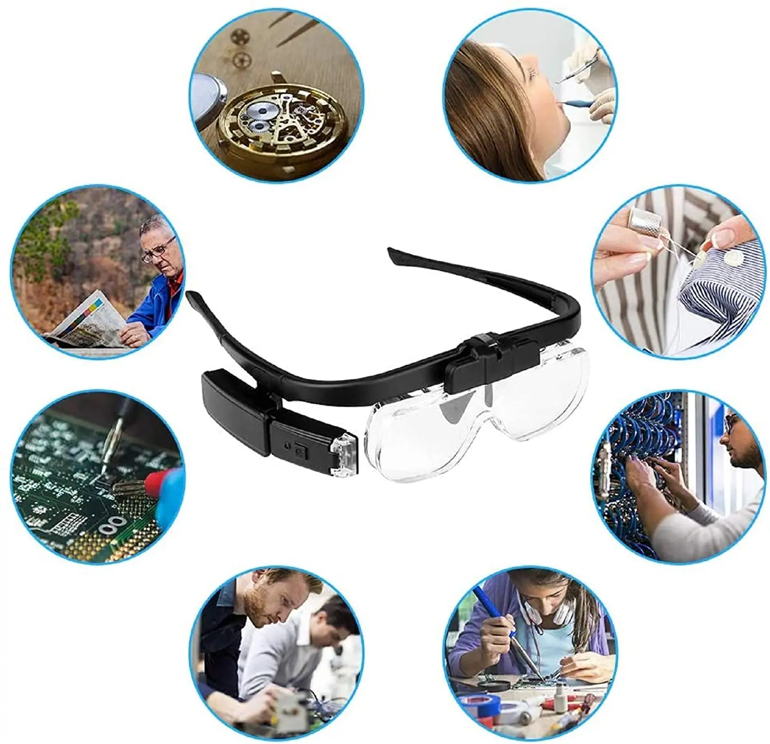 Magnifying Glasses Magnifier 1.5X/2X/ 2.5X/3.5X/4X/4.5X USB Rechargeable With LED Light For Reading Jewelers Watchmaker Repair