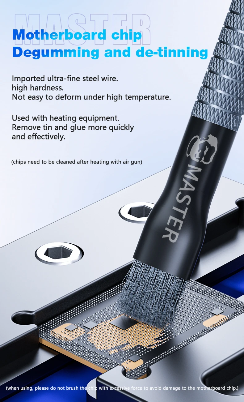 Mechanic Steel Brush Motherboard Chip Glue Removal IC Pad Cleaning PCB CPU Clean Dust PCB BGA Repair Soldering Brush