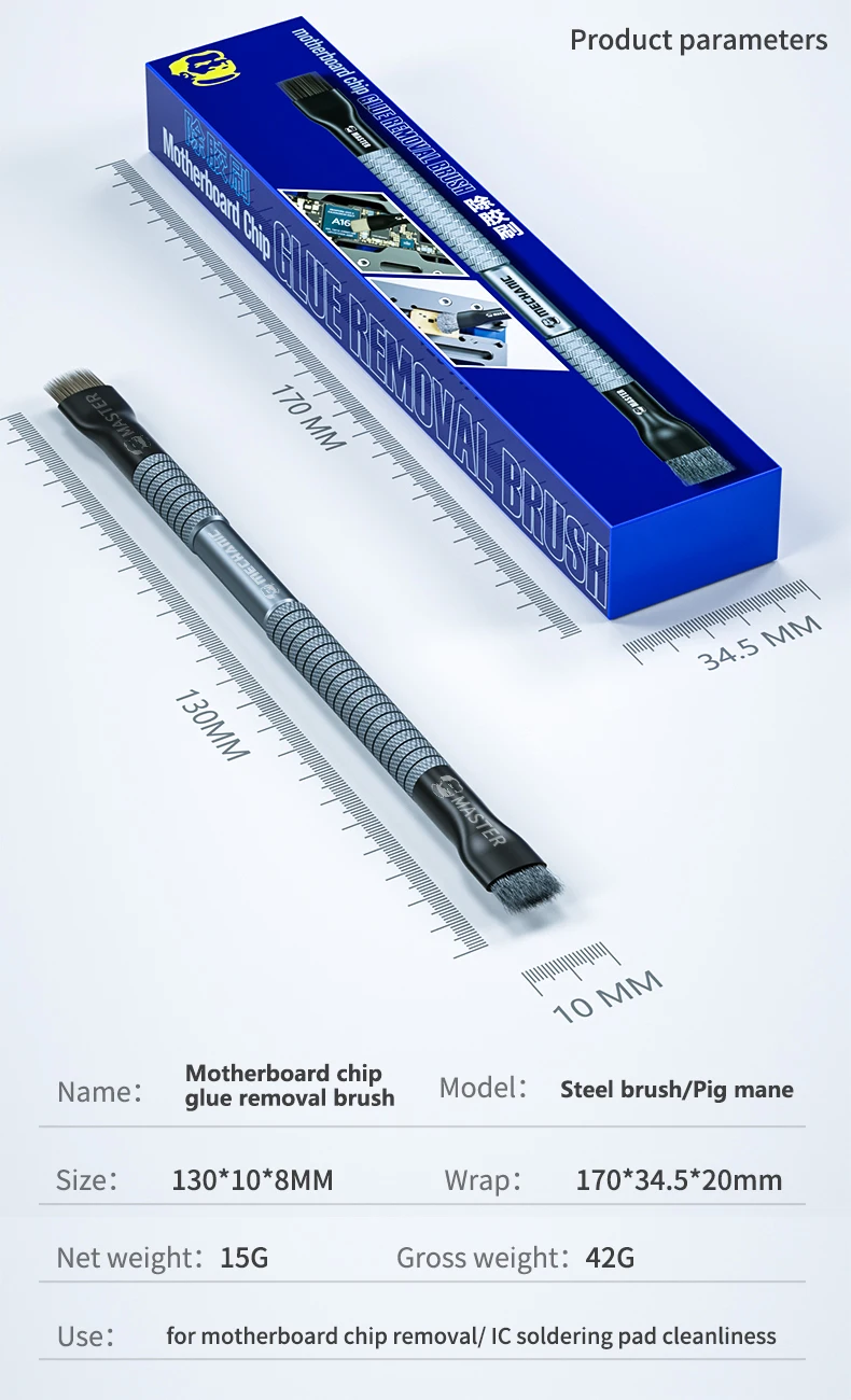 Mechanic Steel Brush Motherboard Chip Glue Removal IC Pad Cleaning PCB CPU Clean Dust PCB BGA Repair Soldering Brush
