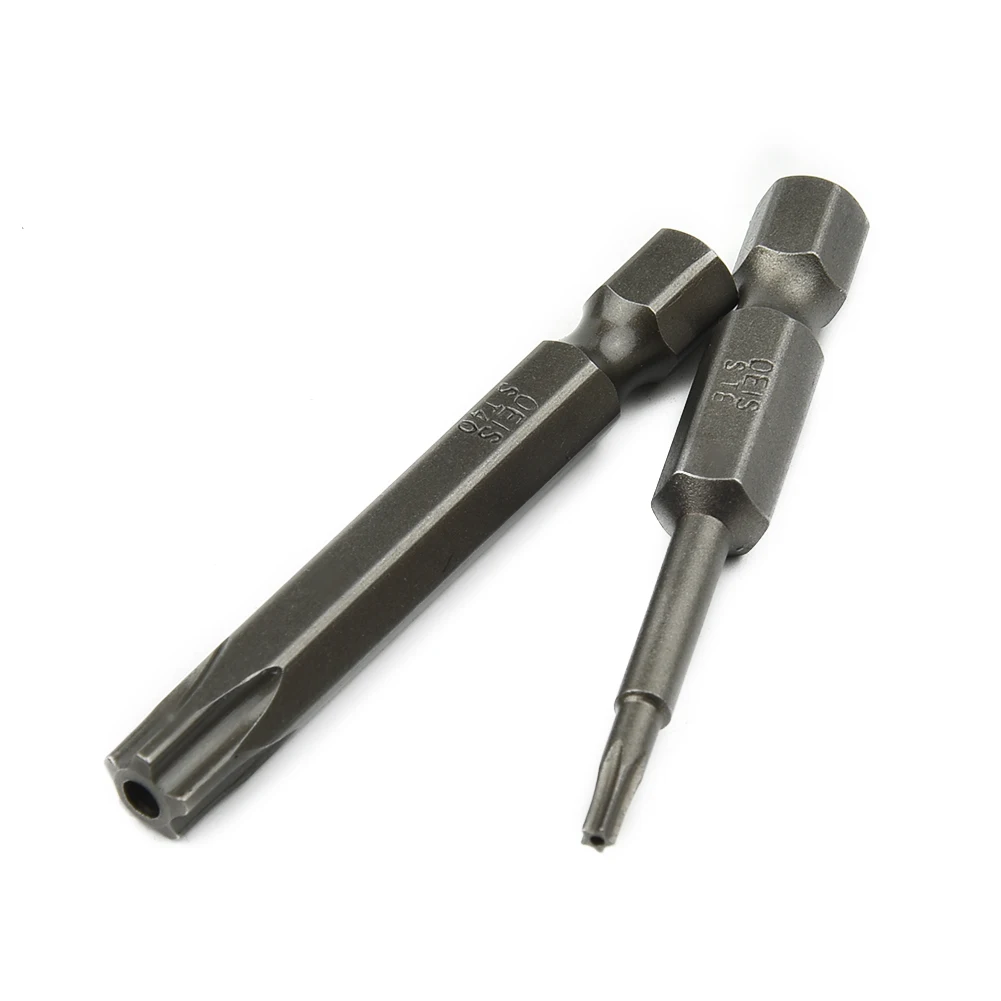 8pcs 50mm 5 Point Torx Drive Bit Set 1/4" Hex Shank Electric Screwdriver Bit Kit T8-T40 Power Tools With Center Hole