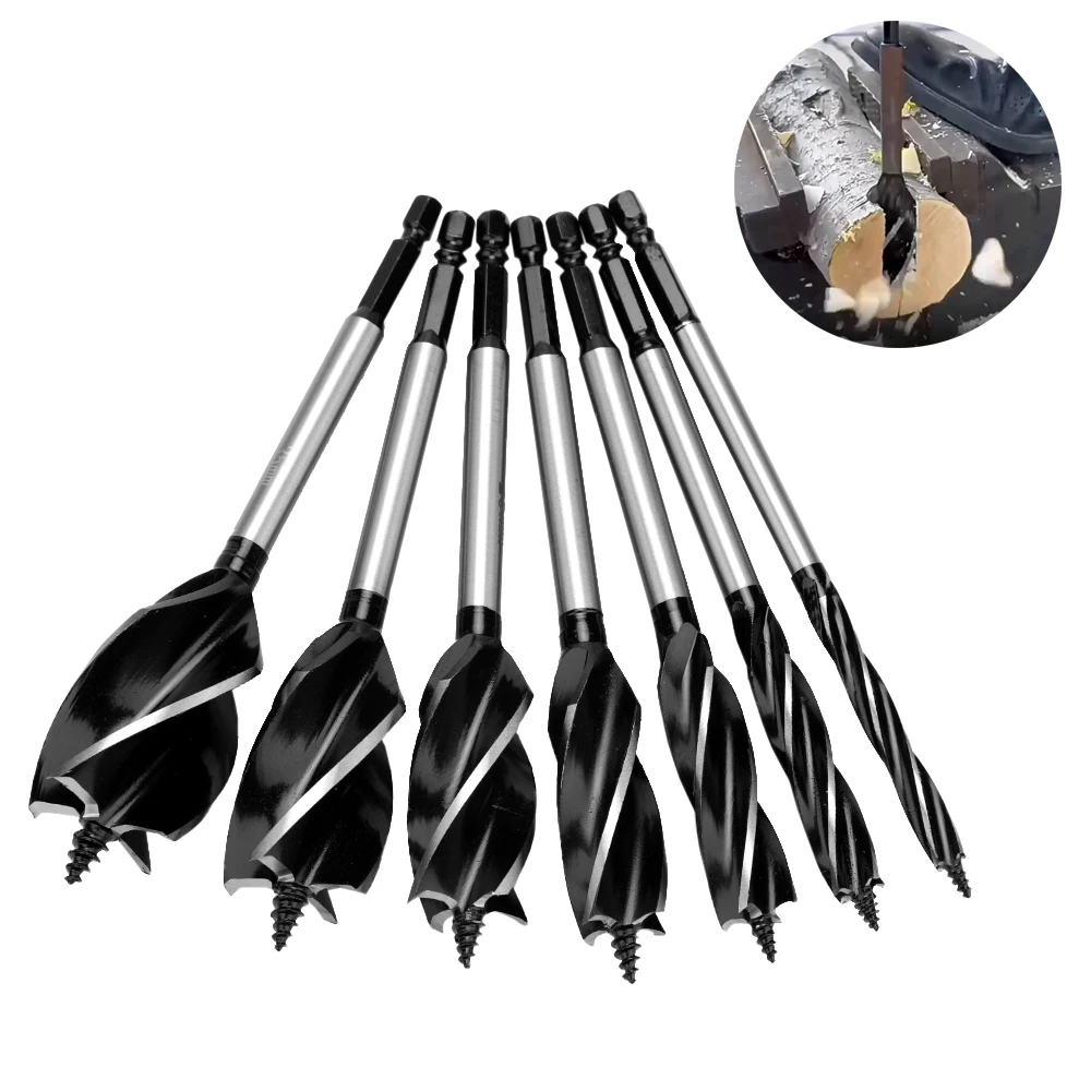 Black Four Blade Support Drill 6.35mm Hex Handle 8-35mm Four Slot Electric Wrench Drawer Door Lock Woodworking Hole Opener