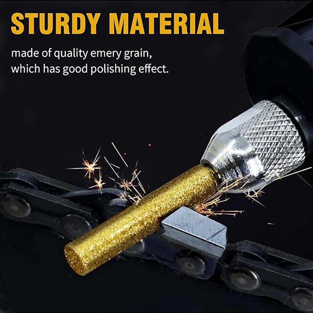 18PCS Chainsaw Sharpener Diamond Coated Cylindrical Burr Chain Saw 4/4.8/5.5mm Titanium Coated Sharpener Engraving Grinding Tool