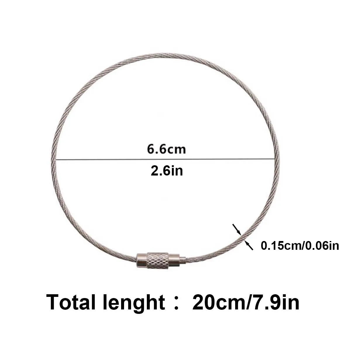 100 Pcs/Pack Stainless Steel Wire Keychains, Cable Key Rings, Heavy Duty Luggage Tags, Loops Tag Keepers, Twist Barrel