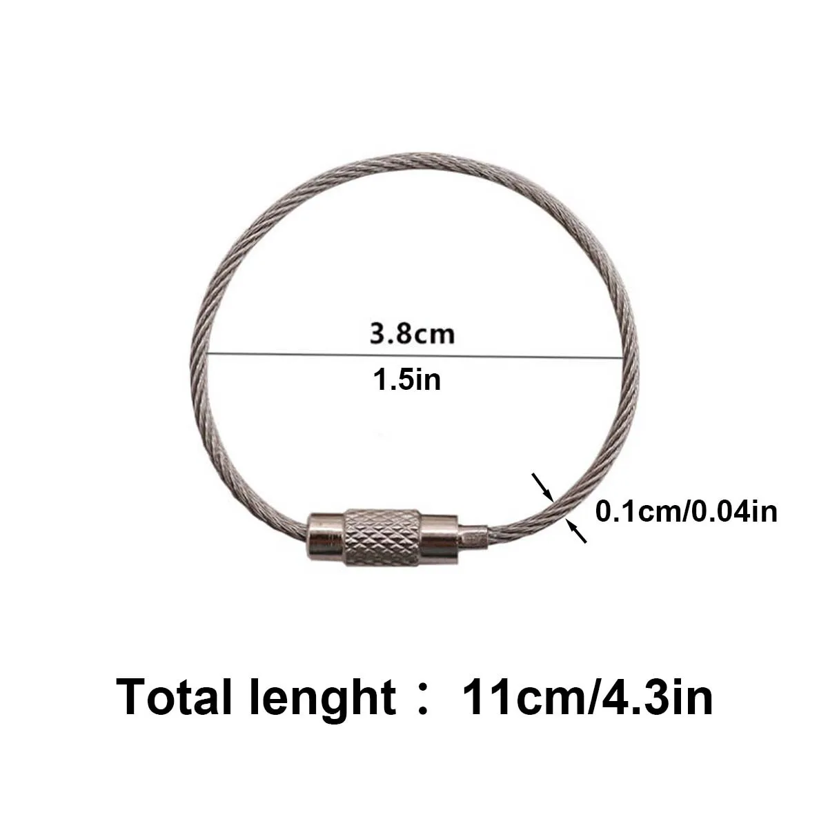 100 Pcs/Pack Stainless Steel Wire Keychains, Cable Key Rings, Heavy Duty Luggage Tags, Loops Tag Keepers, Twist Barrel