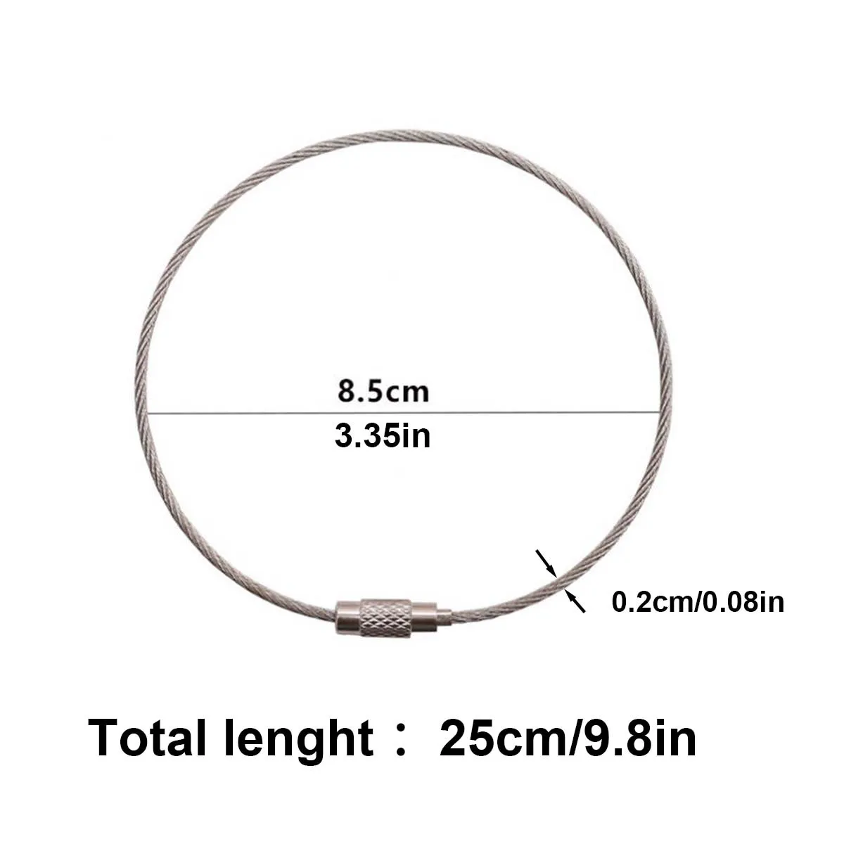 100 Pcs/Pack Stainless Steel Wire Keychains, Cable Key Rings, Heavy Duty Luggage Tags, Loops Tag Keepers, Twist Barrel