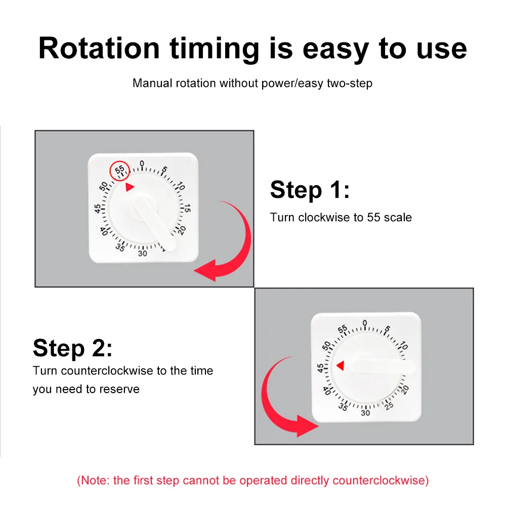 Craft Mechanical Calculagraph Wind Up 60 Minutes Timer 360 Degree Rotating Kitchen Cooking Time Management For Kitchen