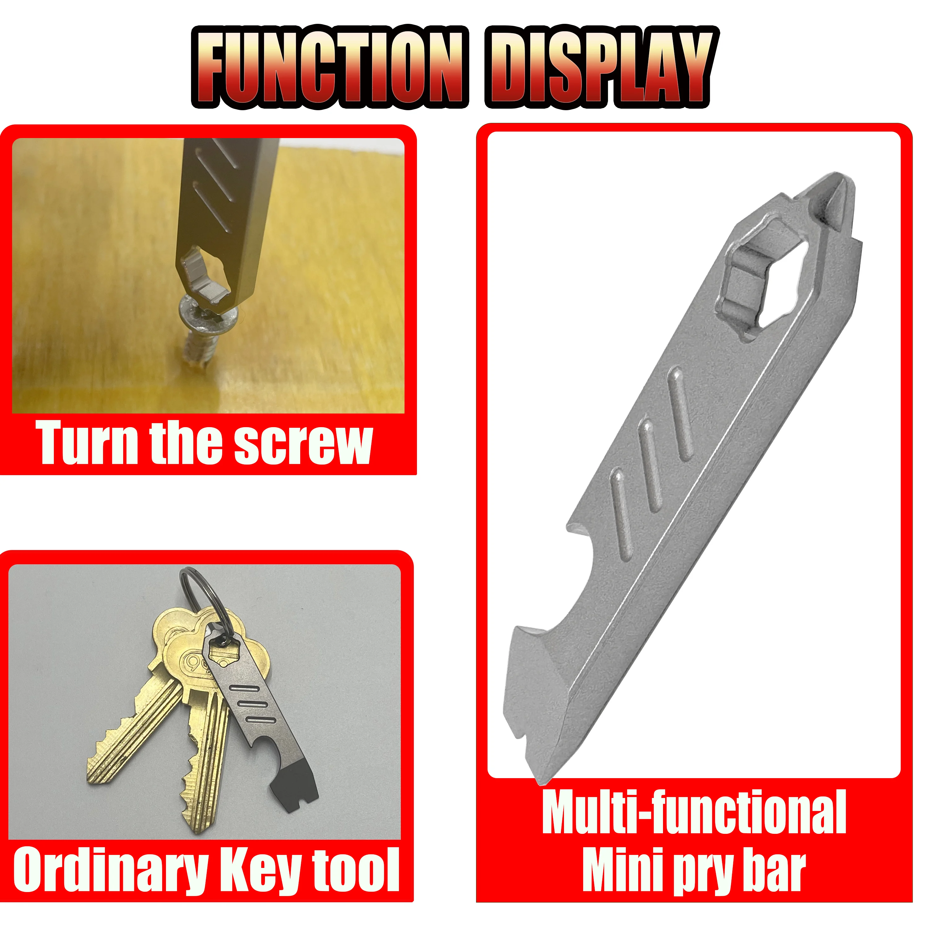 Multi-functional Mini Stainless Steel Crowbar Bottle Opener Scale Hexagonal Wrench EDC Outdoor Tool Camping Equipment