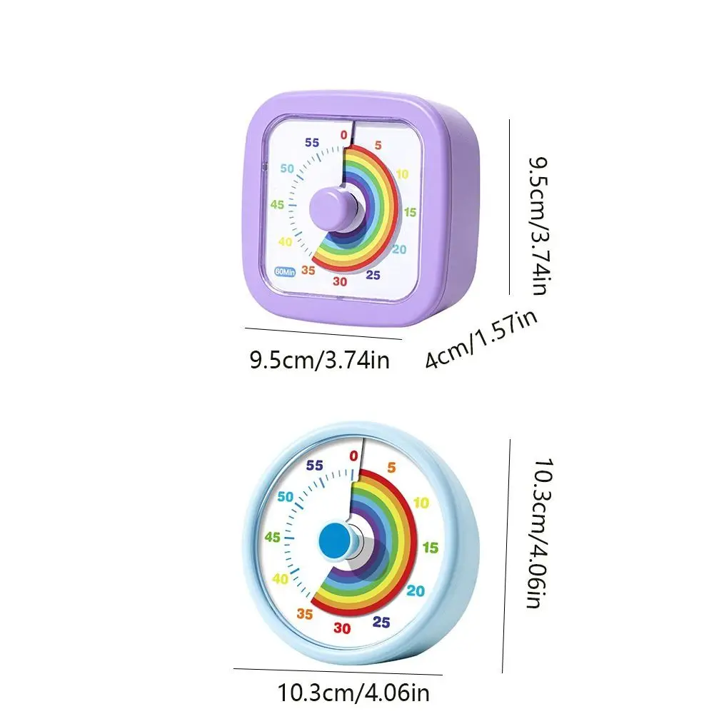 60 Minutes Visual Timer Round/Square Ultra Silent Countdown Alarm Clock Self-discipline Visualization Kitchen Timer Indoor