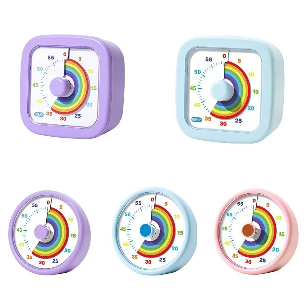 60 Minutes Visual Timer Round/Square Ultra Silent Countdown Alarm Clock Self-discipline Visualization Kitchen Timer Indoor