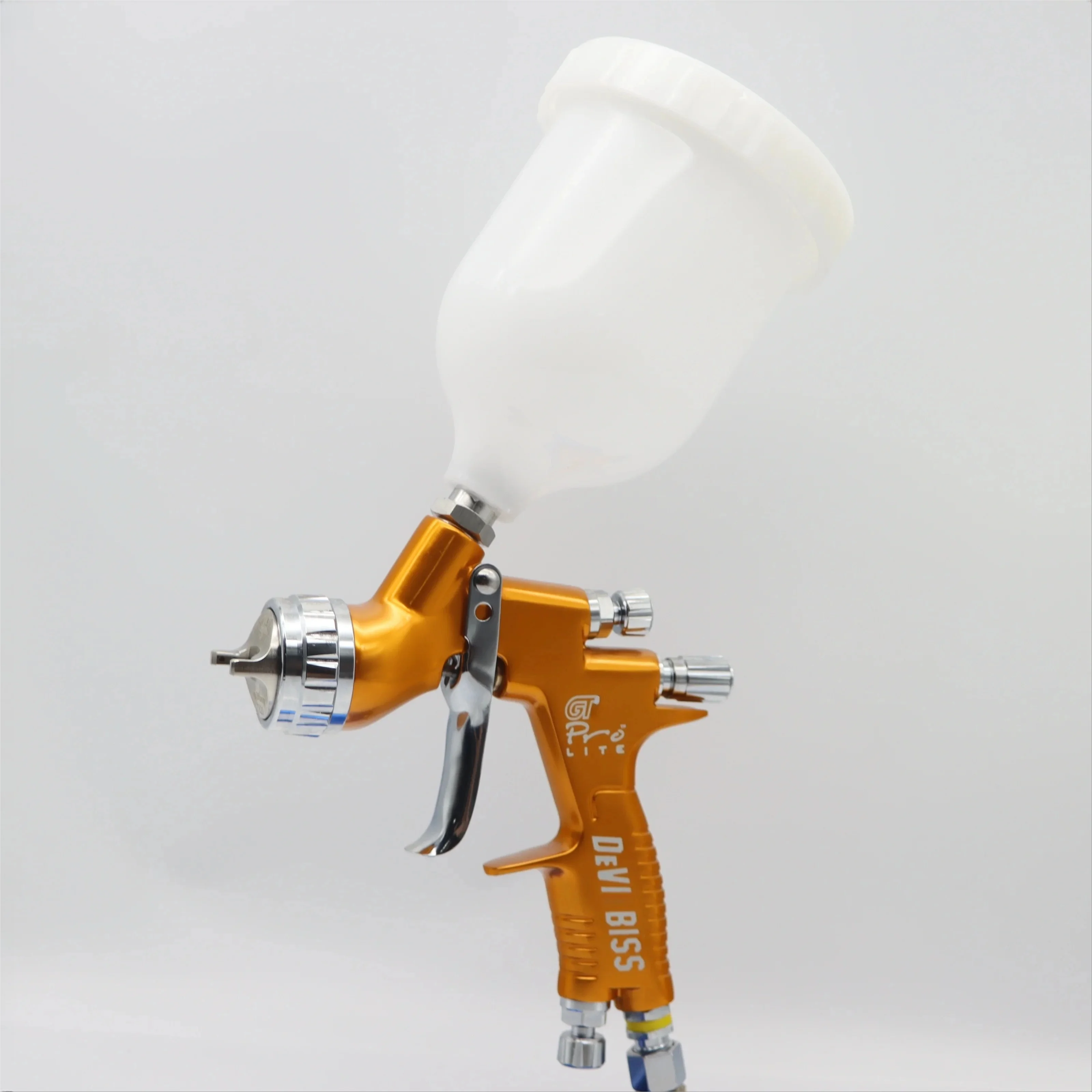 Tpaitlss Car Spray Gun GTl Pro Painting Gun TE20/T110 1.3mm/1.8mm Nozzle Glod with Mixing 600ml Cup Water Based Air Spray Gun