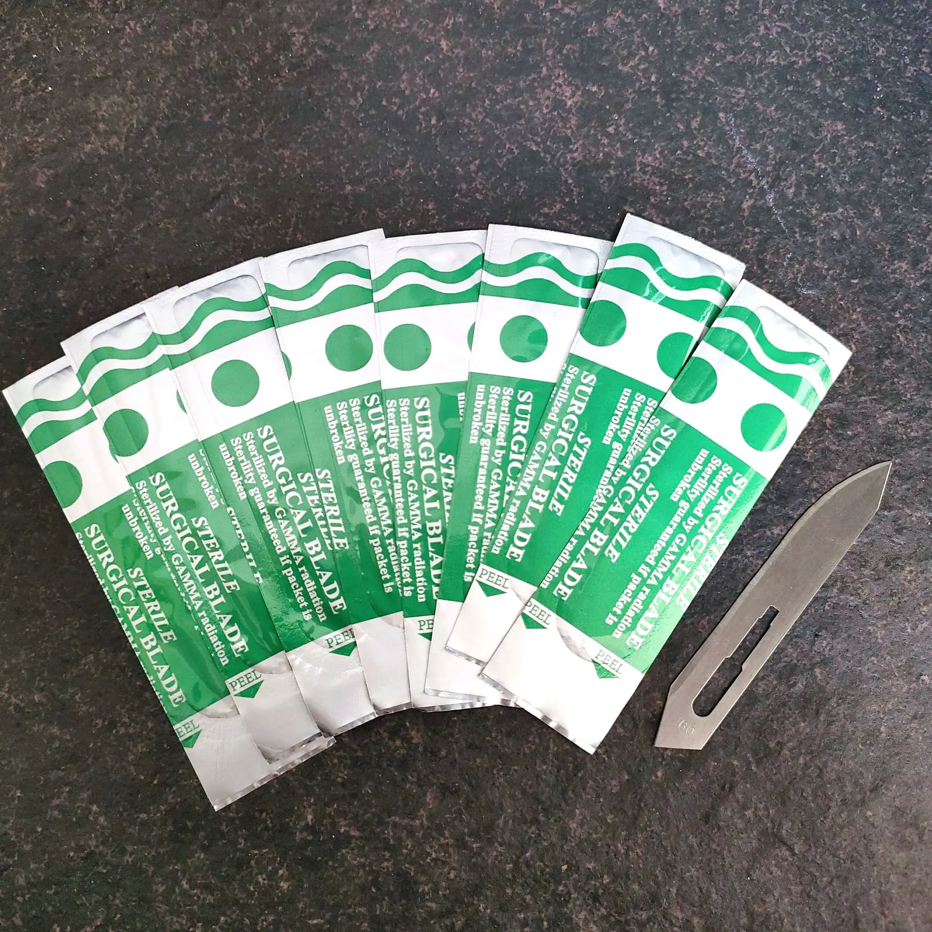 20Pcs Sharp No. 60 Industrial Surgical Blades High Carbon Steel Handicraft Outdoor Enthusiasts Individually Packaged