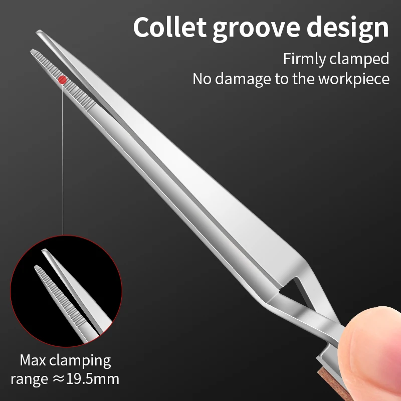 LUXIANZI Stainless Steel Reverse Tweezers Anti-Static Industrial Tweezers Acid Resistant Non-magnetic Precision Forceps Tools