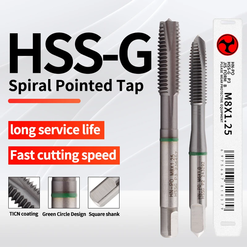 BOSS TAPS HSS-G JIS Standard Spiral Pointed Tap M2 M2.5 M3 M4 M5 M6 M7 M8 M10 M12 Machine Screw Thread Taps For Stainless Steel