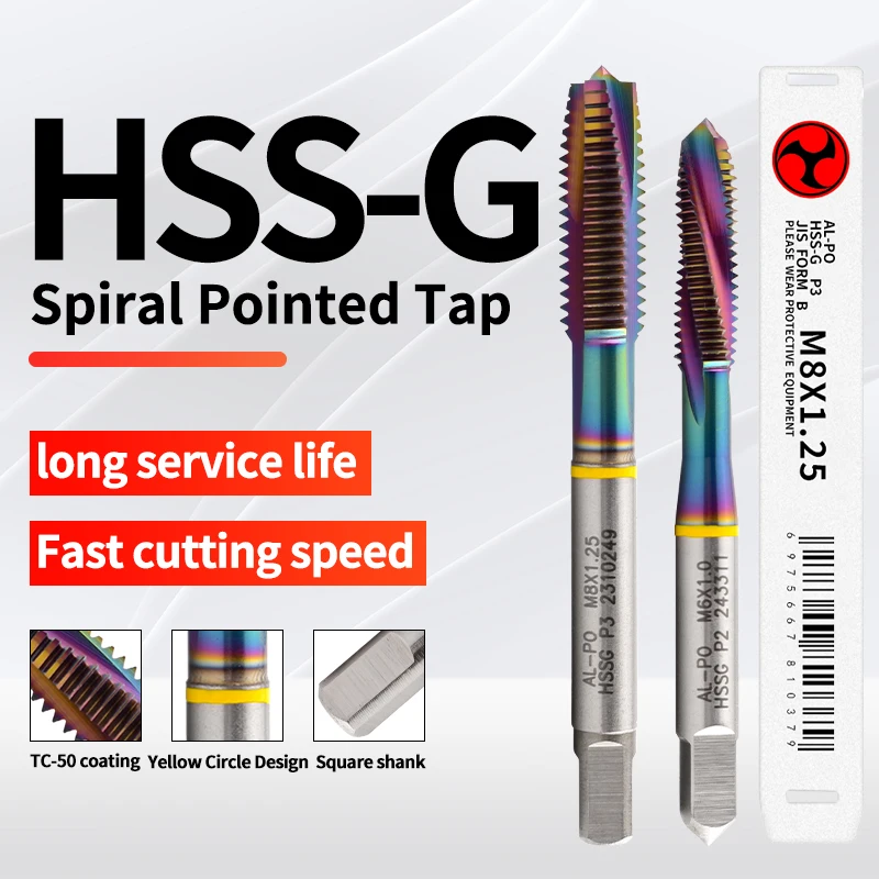 BOSS TAPS HSS-G JIS Standard Spiral Pointed Tap M2 M2.5 M3 M4 M5 M6 M7 M8 M10 M12 Machine Screw Thread Taps For Stainless Steel