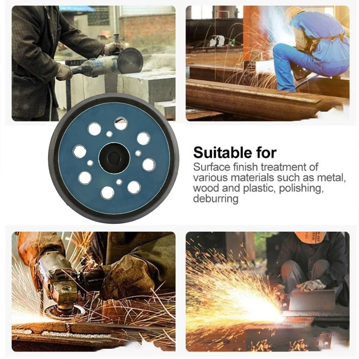 125mm 5 Inch Sander Pad 8-Holes 3/4 Nails Sanding Disc Pad Loop Sanding Backing Pads for Electric Orbital Sander Polishing 1/5Pc