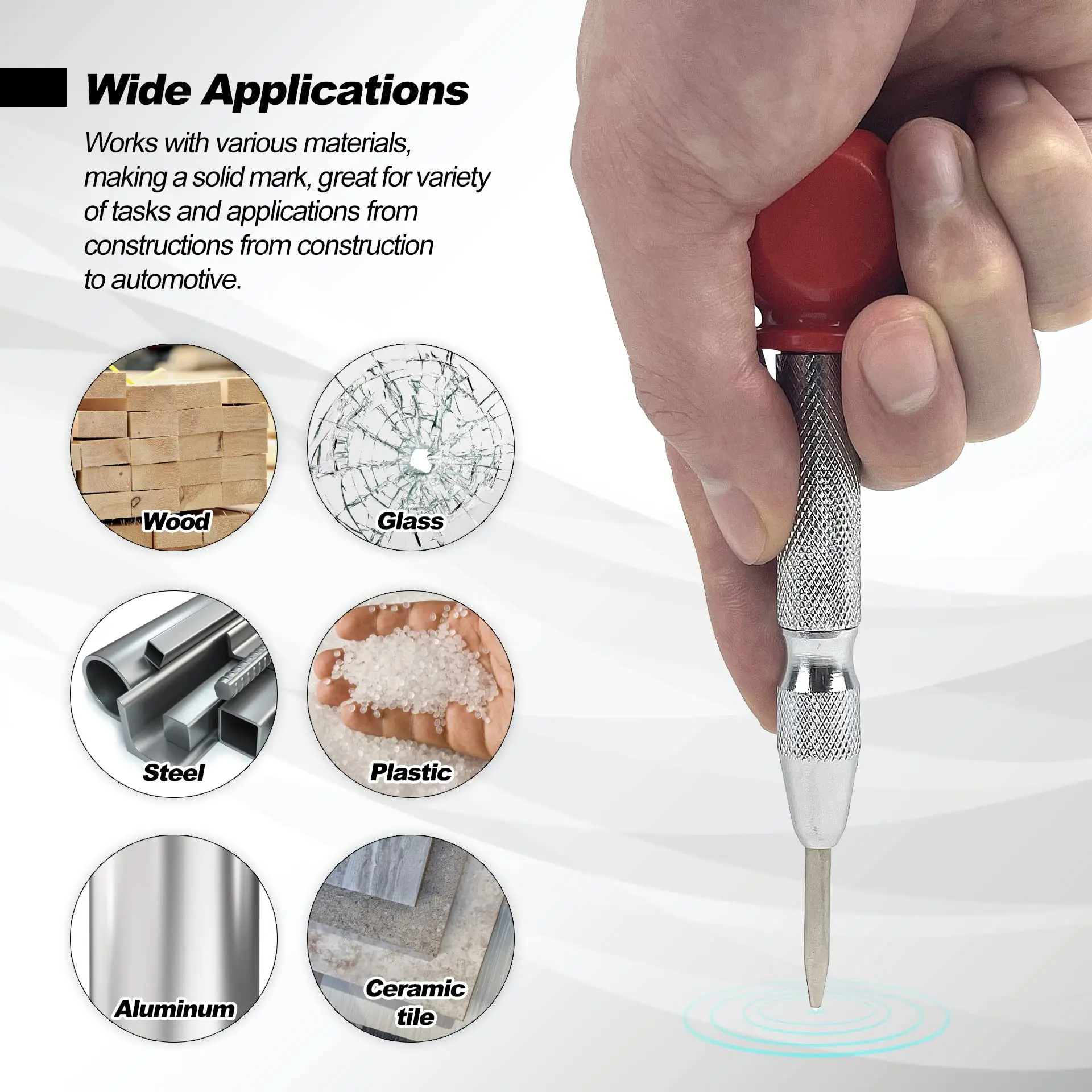 Automatic Center Punch Kerner Woodworking Metal Puncher Steel Hole Self Pin Mark Spring Loaded Dent Marker Hand Tool Carpenter
