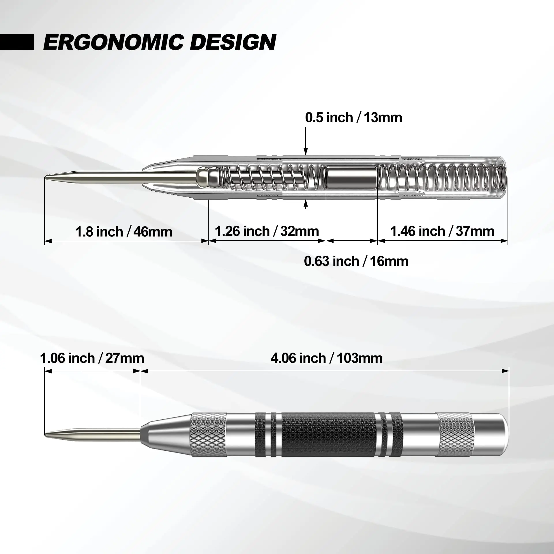 Automatic Center Punch Kerner Woodworking Metal Puncher Steel Hole Self Pin Mark Spring Loaded Dent Marker Hand Tool Carpenter