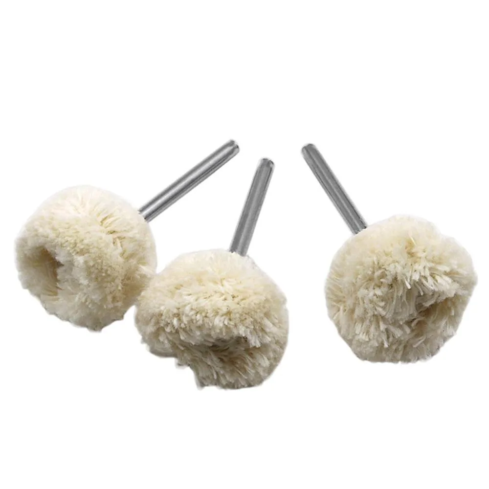 STONEGO 10PCS Wool Wheel Polishing Head with 3mm Shank for Buffing Polishing Jewelry Metals Rotary Tool Accessories