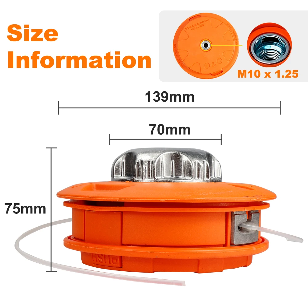 CMCP M10 Aluminum Nylon Brush Mower Bump Spool Grass Trimmer 2 Lines Cutter Head Thread Line String Saw Power Brush Cutter