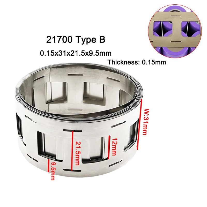 10M 2P 18650/21700 Nickel Plated Strips 0.15x27mm Spacing 20.2mm used for Batteries Spot Welding DIY Battery Pack