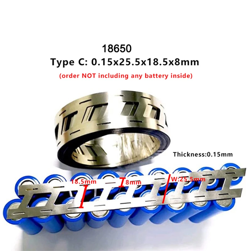 10M 2P 18650/21700 Nickel Plated Strips 0.15x27mm Spacing 20.2mm used for Batteries Spot Welding DIY Battery Pack