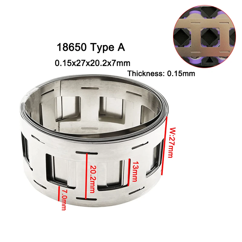 10M 2P 18650/21700 Nickel Plated Strips 0.15x27mm Spacing 20.2mm used for Batteries Spot Welding DIY Battery Pack