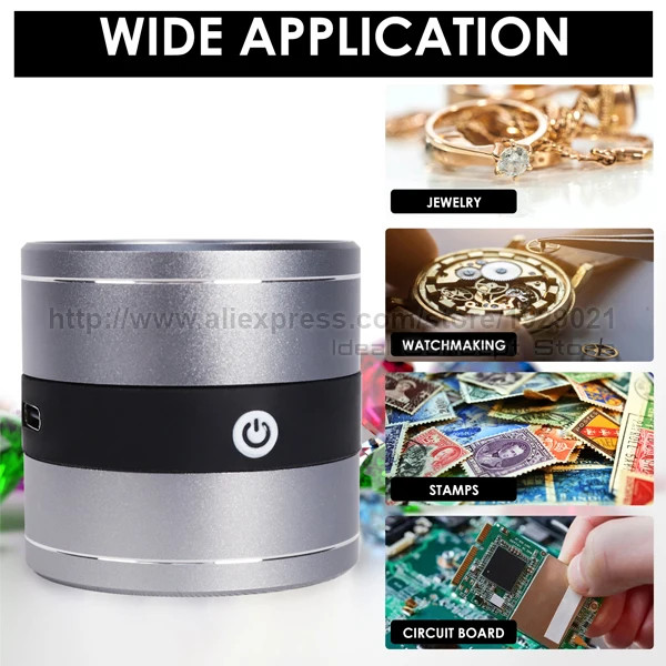 10X Magnifying Optical Jeweler Loupe Full Metal 5 LED/5 UV Light User-friendly Rechargeable Loupe