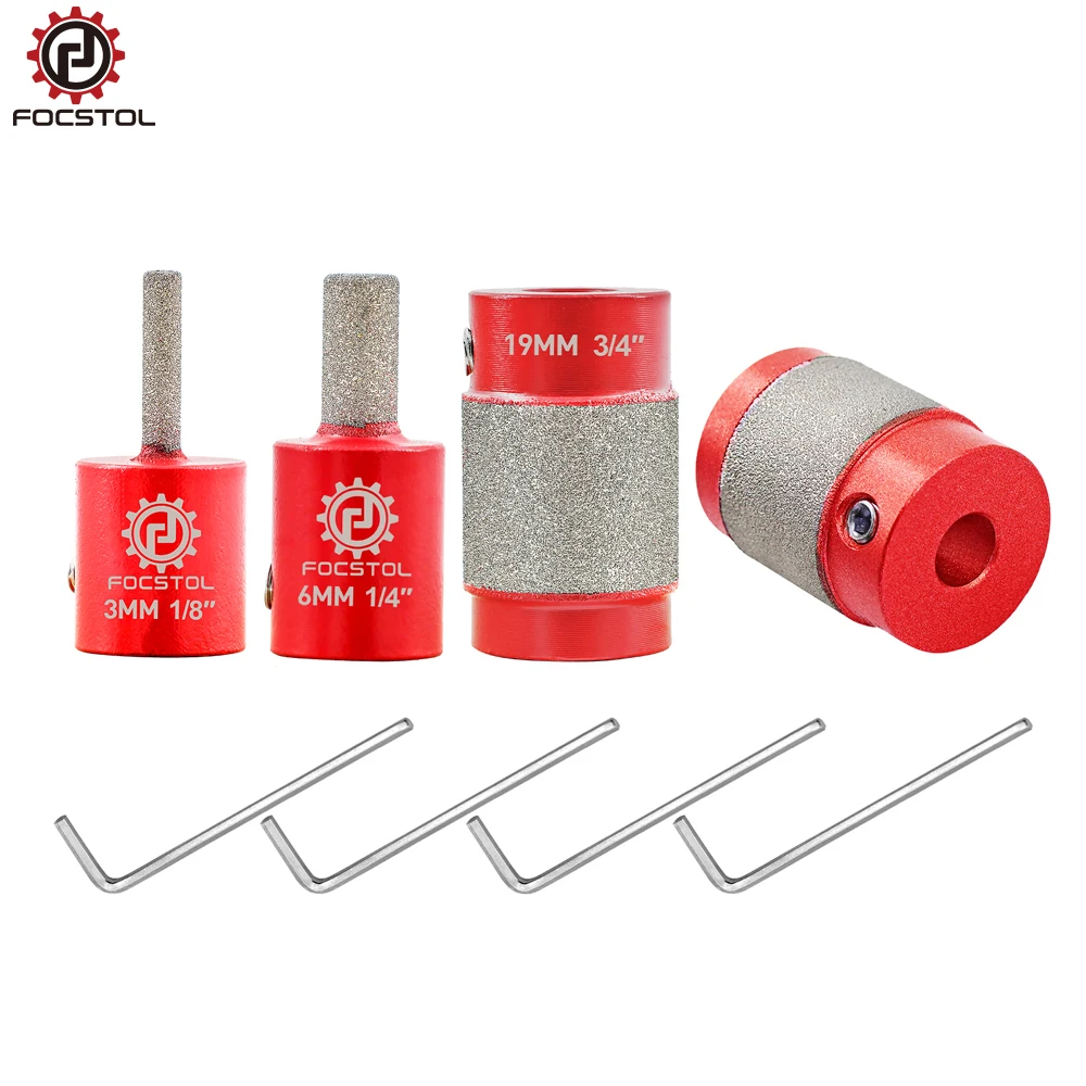 FOCSTOL Stained Glass Grinder Bit Head Tools 1 3/4 1/4 1/8 Inch Grinder Bits Head Tools Set Glass Drill Bits