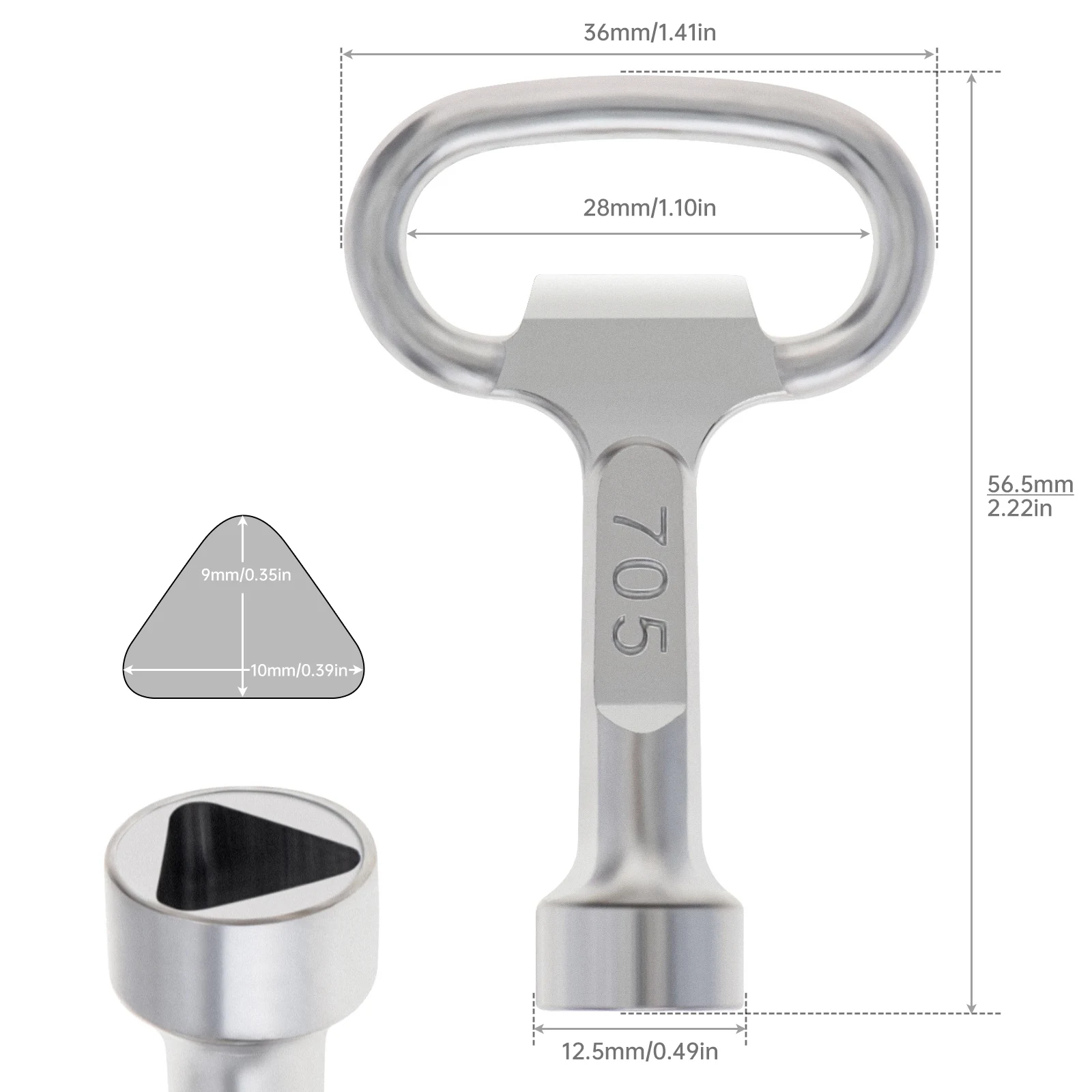 Inside Triangle Key Wrench Multi-function Zinc Alloy Plumber T Style Wrench for Electric Control Cabinet / Tap Water Valve