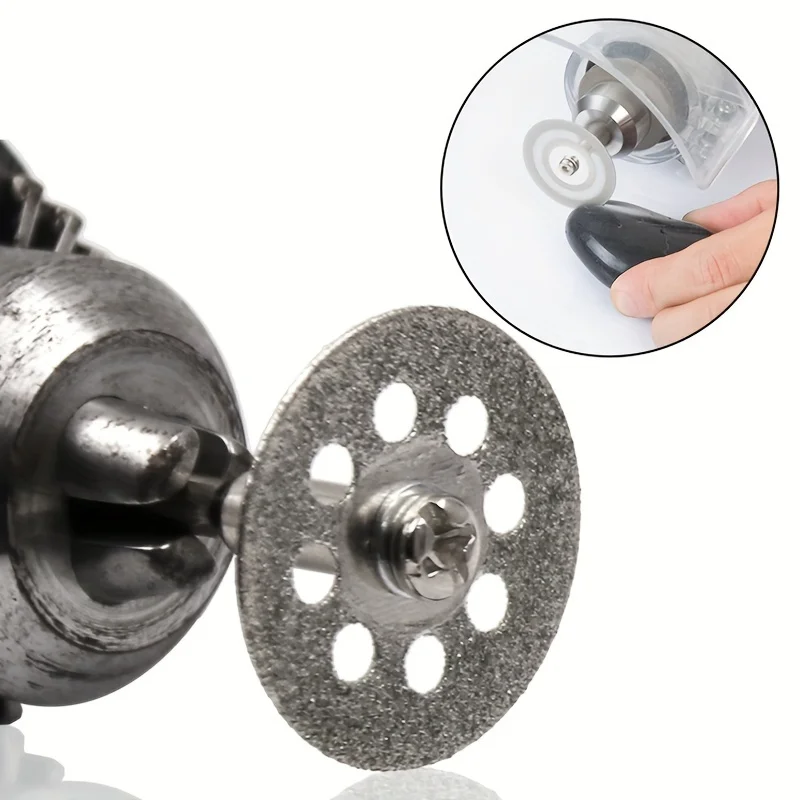 10 Pieces 16-30mm Mini Sharp Hole and No Hole Diamond Cutting Rotary Tool Cutting Disc DIY Tool Accessories with 2 Rods