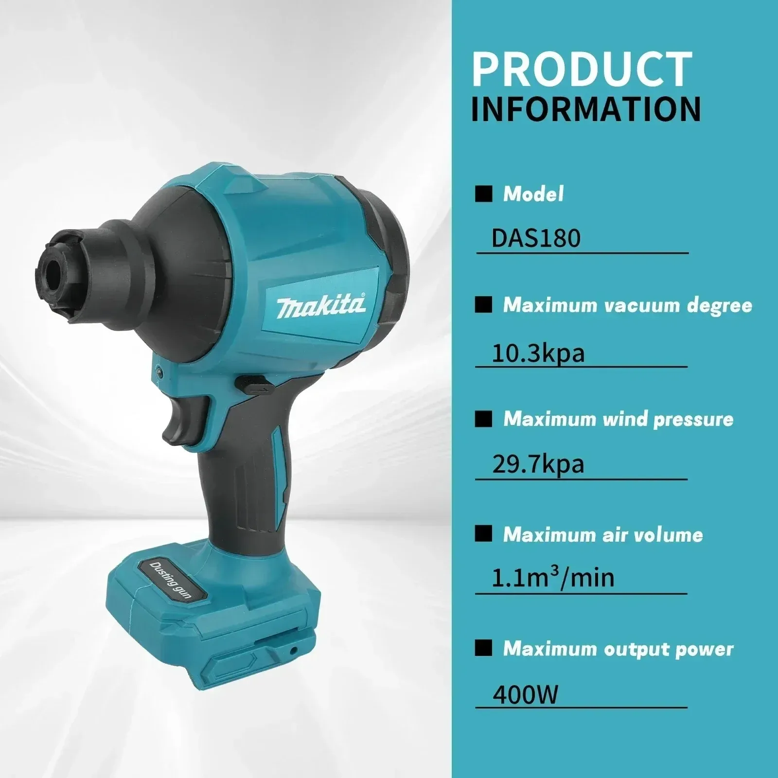 Makita DAS180 18V Brushless Cordless Air Blower Dust Removal Tool with Nozzle for Machinery and Workbench Cleaning
