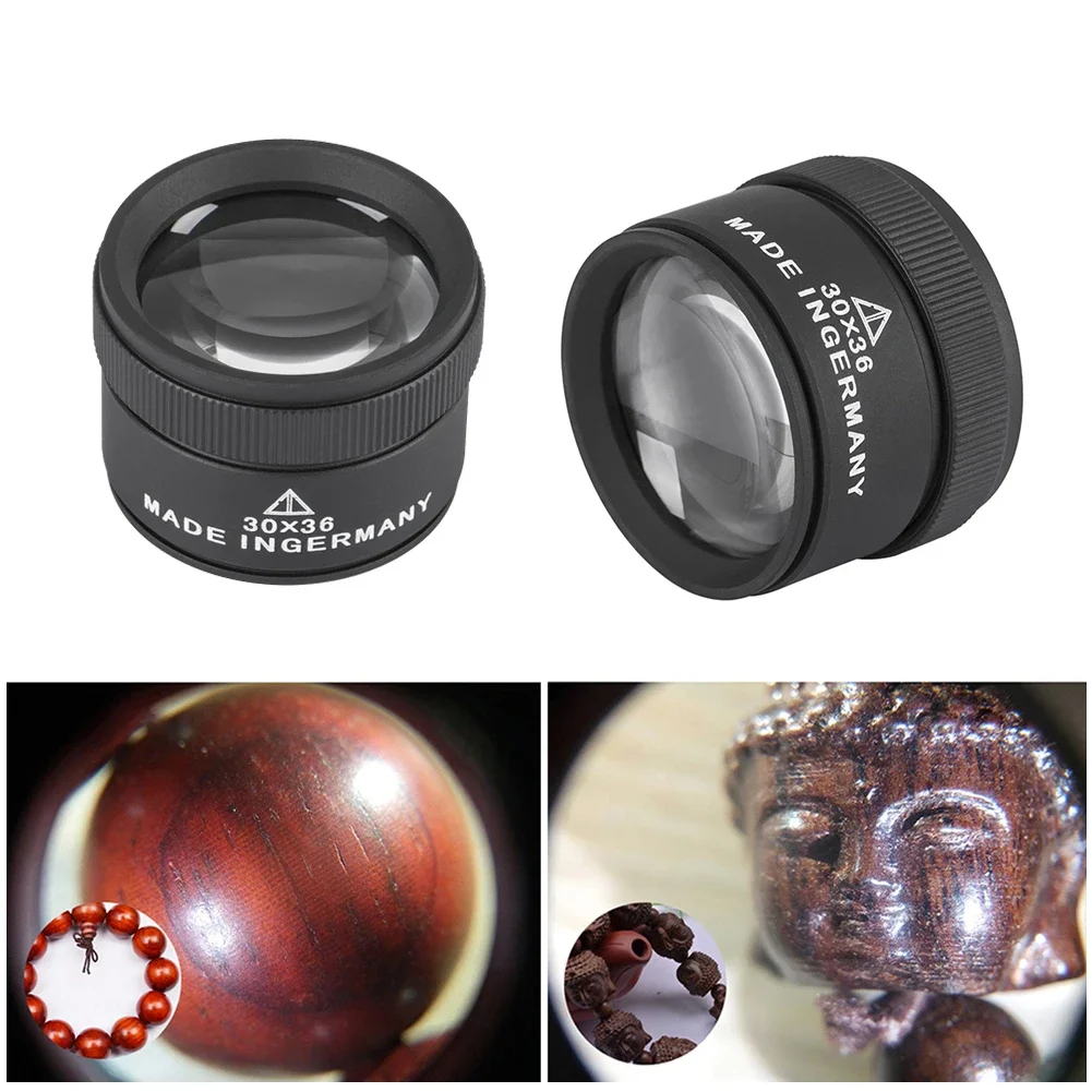 30X 36mm Magnifying Glass K9 Optical Lens Monocle For Watch Jewelry Coin Stamps Precision Work Inspection Loupe Tool