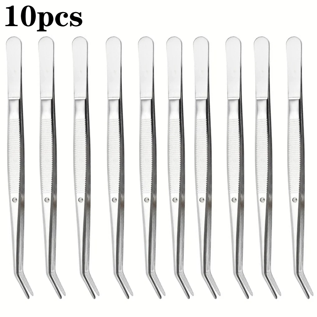 1/5/10pcs Precision Stainless Steel Tweezers Set,Multifunctional Stainless Steel Tweezers with Curved Serrated Tips Dental tools