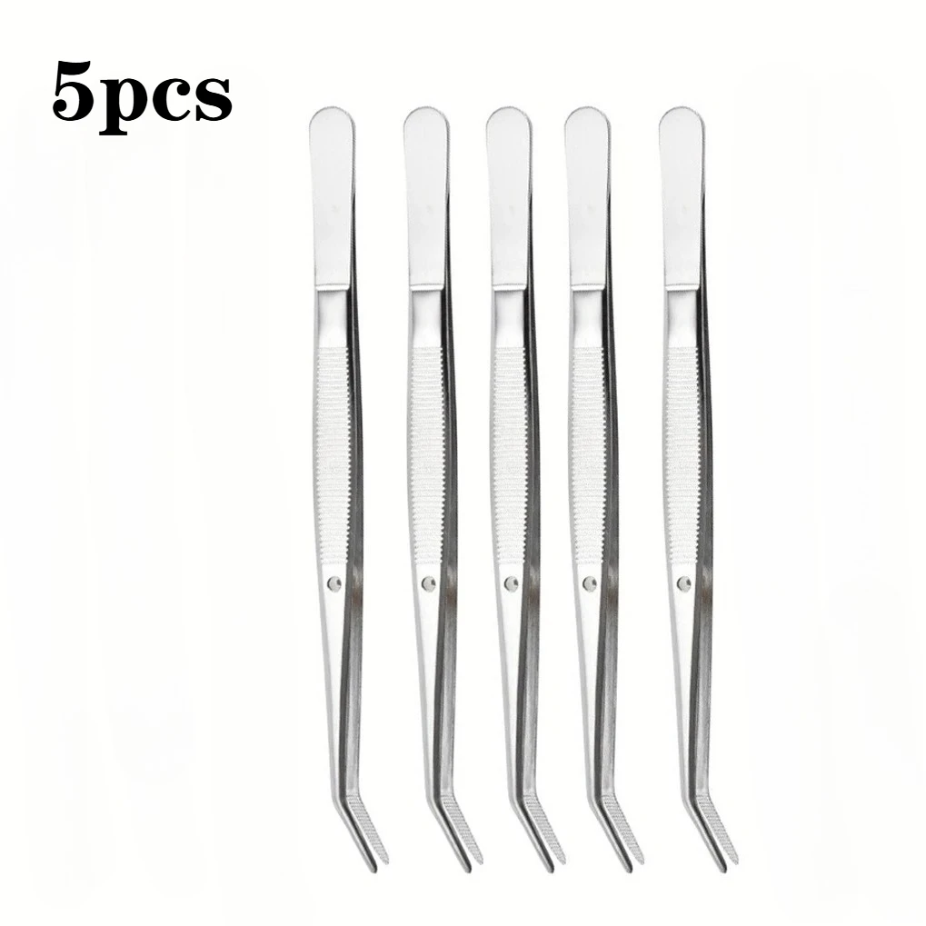 1/5/10pcs Precision Stainless Steel Tweezers Set,Multifunctional Stainless Steel Tweezers with Curved Serrated Tips Dental tools